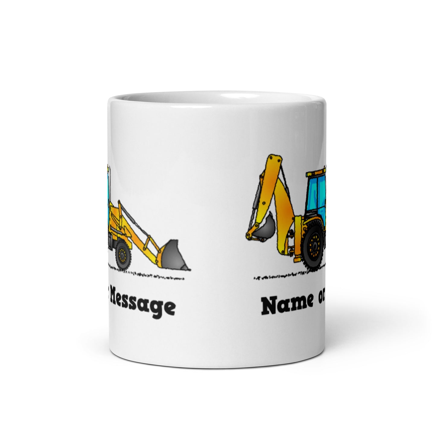 Personalized Yellow Backhoe Mug