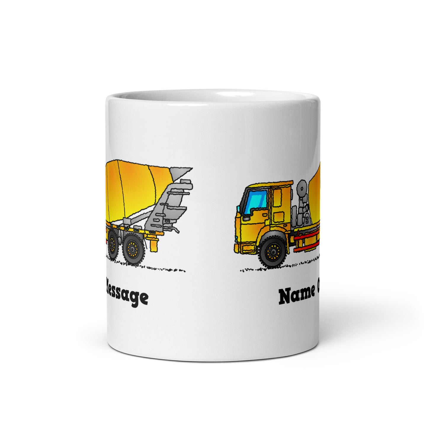 Personalized Yellow Concrete Mixer Mug