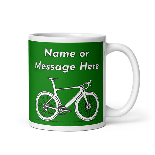 Personalised Sir Velo Bike Mug, Cyclist Green