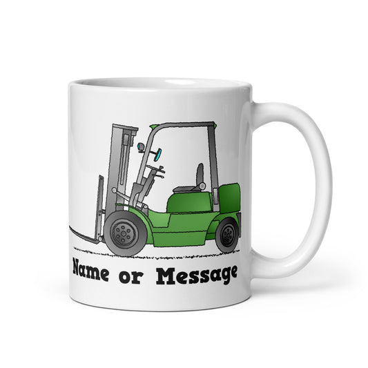 Personalized Green Forklift Truck Mug