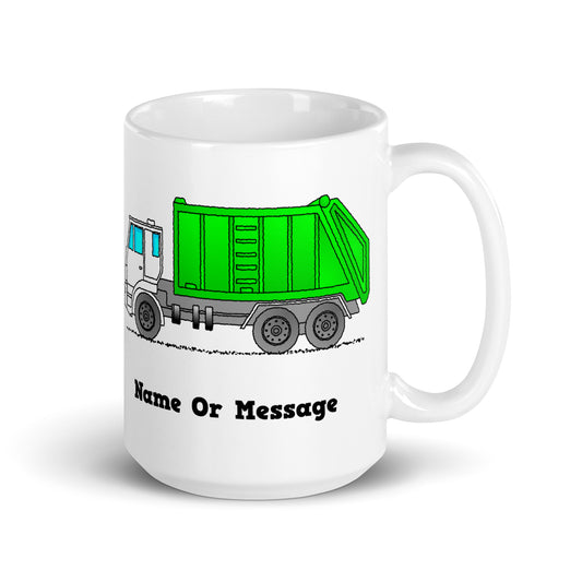 Green Garbage Truck Mug, Personalized