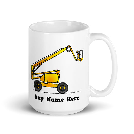 Personalized Yellow Boom Lift Mug