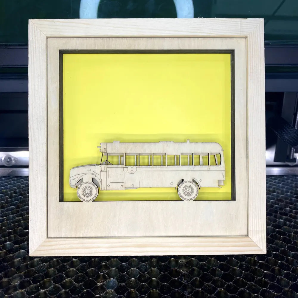 Wooden 3D Laser-Cut American School Bus Model – Type C