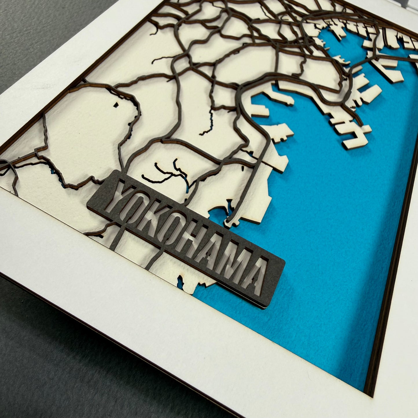 Yokohama Layered City Map | 5 × 7 Paper Art