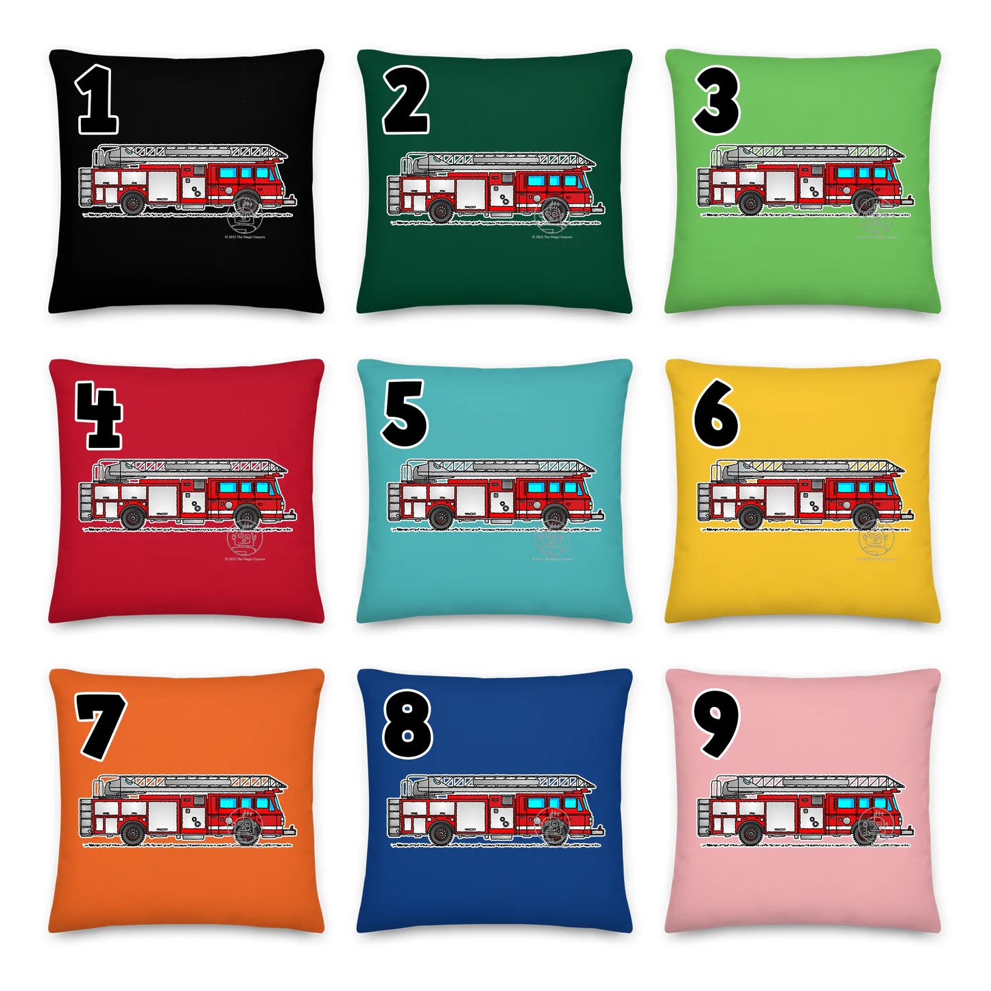 Red Fire Truck Pillow Cushion, Personalized P002