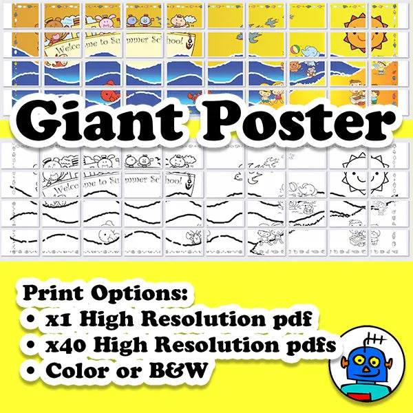 Giant Summer School Classroom Poster | Ocean or Beach Theme Mural | Digital Download