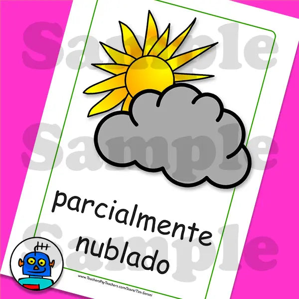 スペイン語の天気フラッシュカード | デジタルダウンロード
