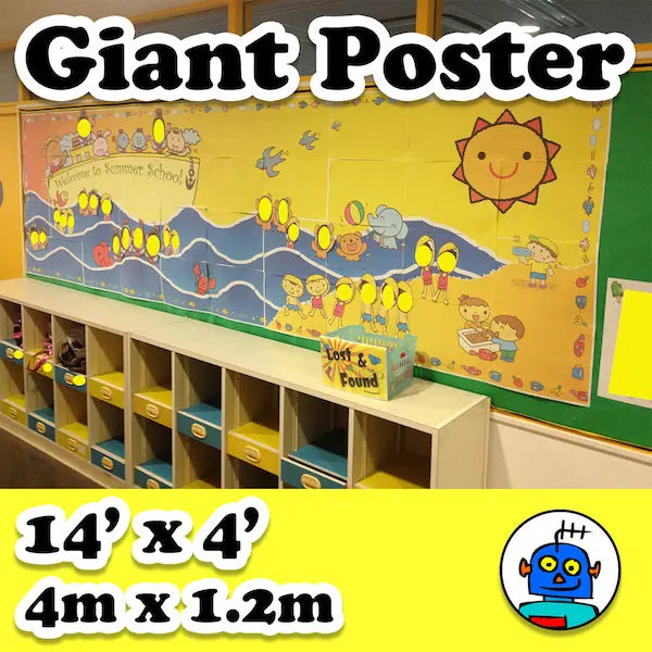 Giant Summer School Classroom Wall Poster. Ocean or Beach Theme Mural. Digital Download.