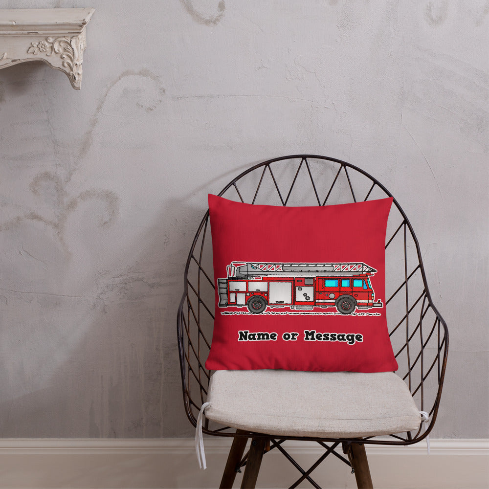 Red Fire Truck Pillow Cushion, Personalized P002
