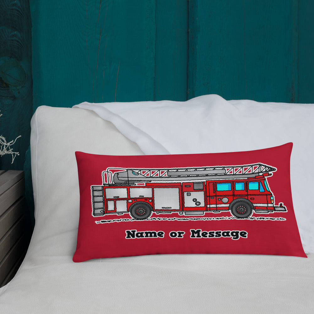 Red Fire Truck Pillow Cushion, Personalized P002