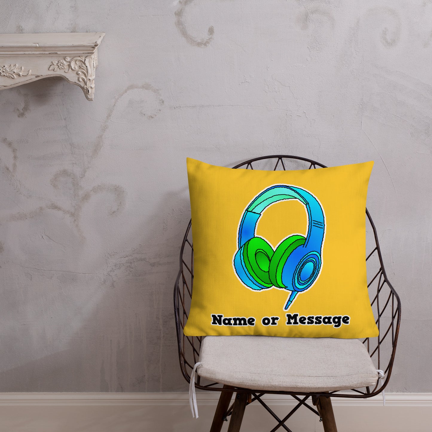 DJ Headphones Pillow Cushion, Personalized P008