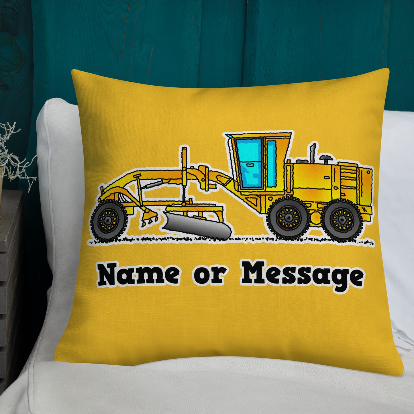Grader Pillow. Motor Road Grader Cushion. Custom Decor P007