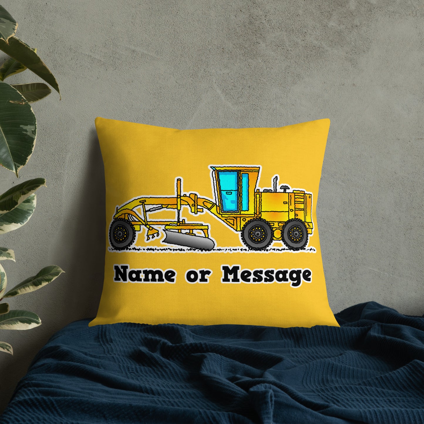 Grader Pillow. Motor Road Grader Cushion. Custom Decor P007