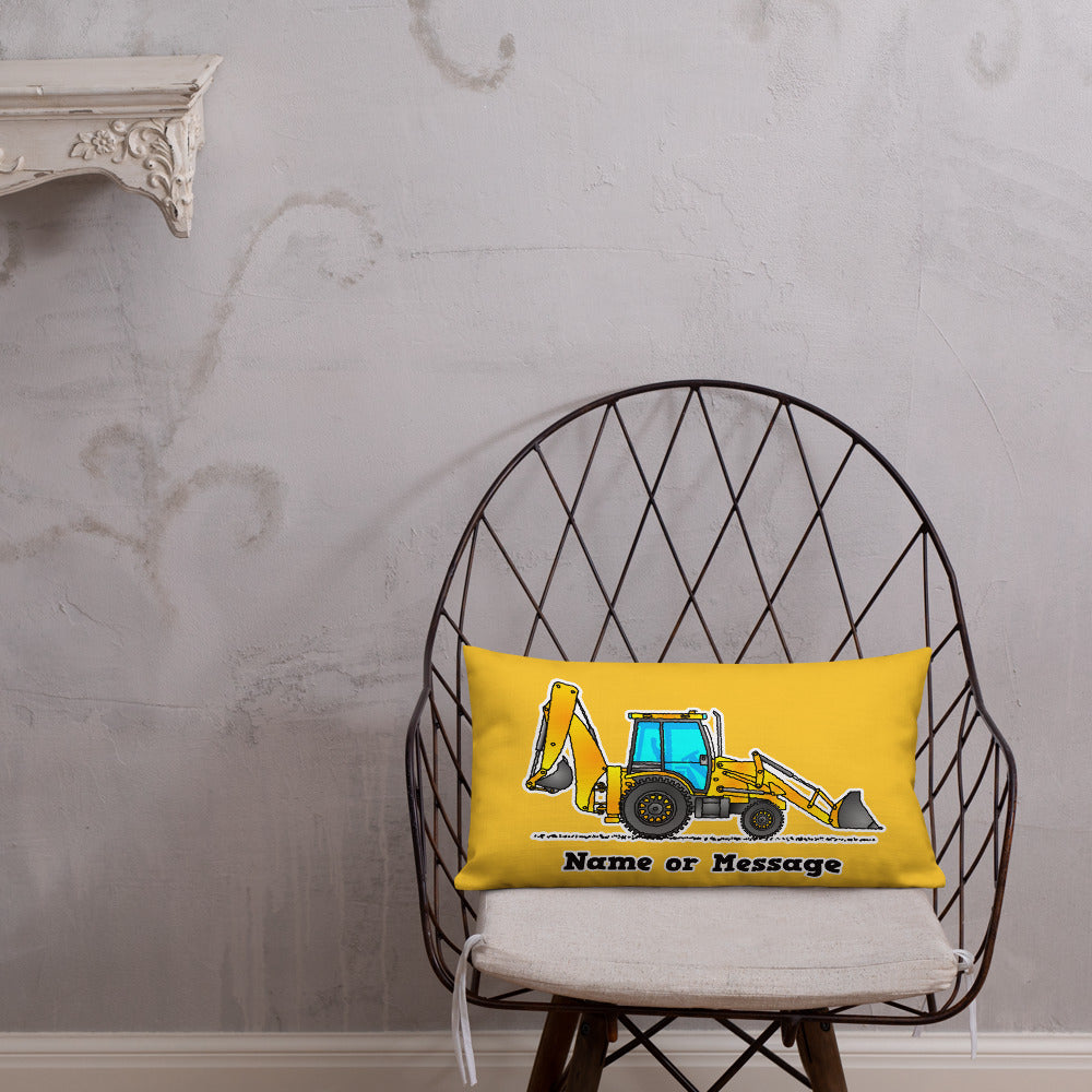 Backhoe Pillow. Rear Actor Cushion. Custom Construction Digger Themed Gift P013