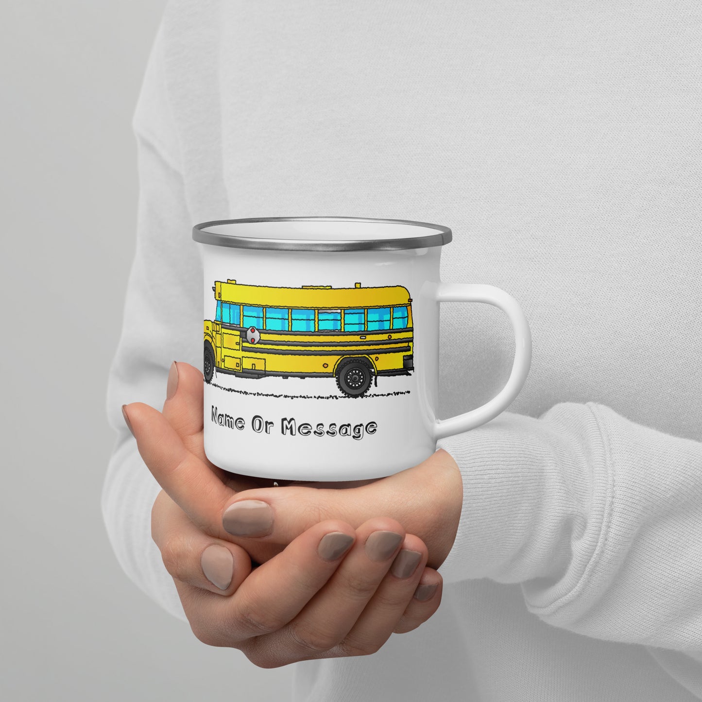 School Bus Mug for Driver or Kids. Enamel Personalized Cup T030
