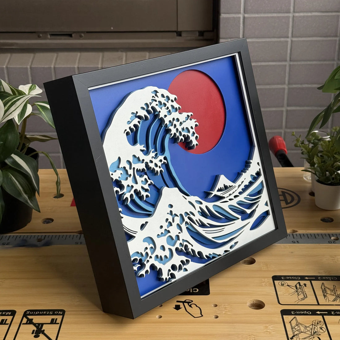 Hokusai Great Wave wooden wall art handcrafted in Japan by Mr. Tim