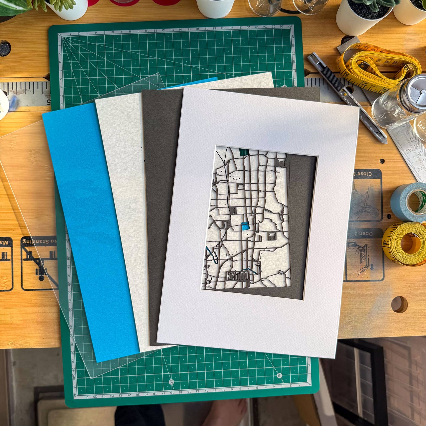 Custom City Map Art Framed Illustration Board Edition