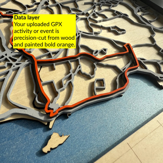 Custom 3D Cycling Map – Strava GPX Wood Art for Cyclists | Made in Japan