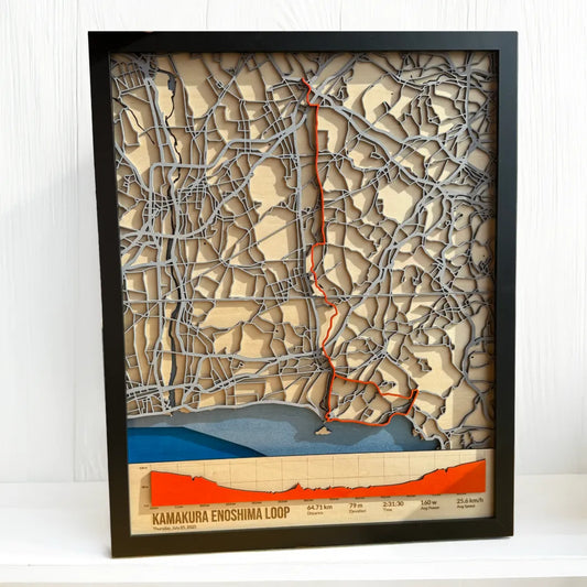 Custom 3D Cycling Map – Strava GPX Wood Art for Cyclists | Made in Japan