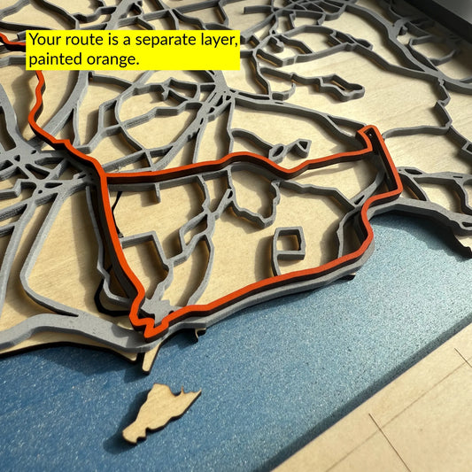 Custom 3D Cycling Map – GPX Wood Art from Strava, RideWithGPS, or Garmin | Made in Japan | Gift for Cyclists
