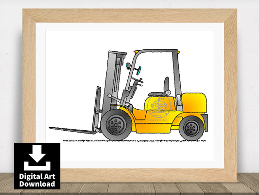 Forklift Truck Print. Qualified Licensed Operator Poster Download E014