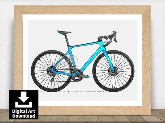 Bicycle Print. Bike Poster. Cyclist Gifts. Digital Art Download E087