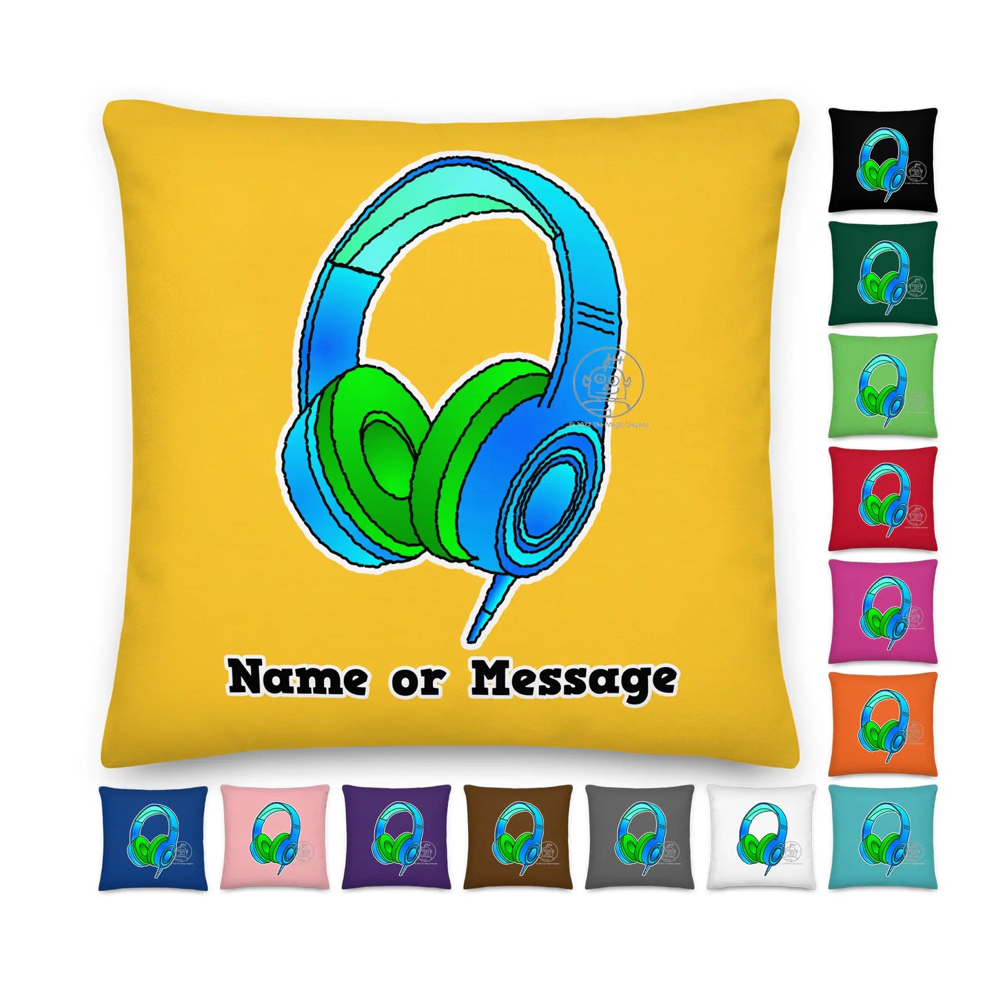 Headphones Pillow. DJ Gaming Cushion. Custom Music Studio Decor P008