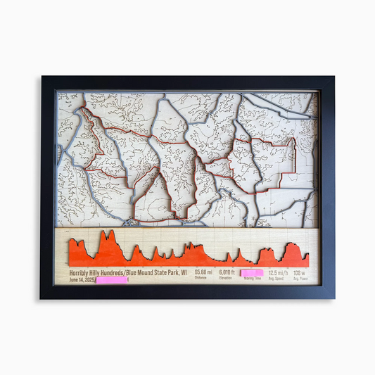 Horribly Hilly Hundreds Route Map – Handcrafted Wooden Cycling Map