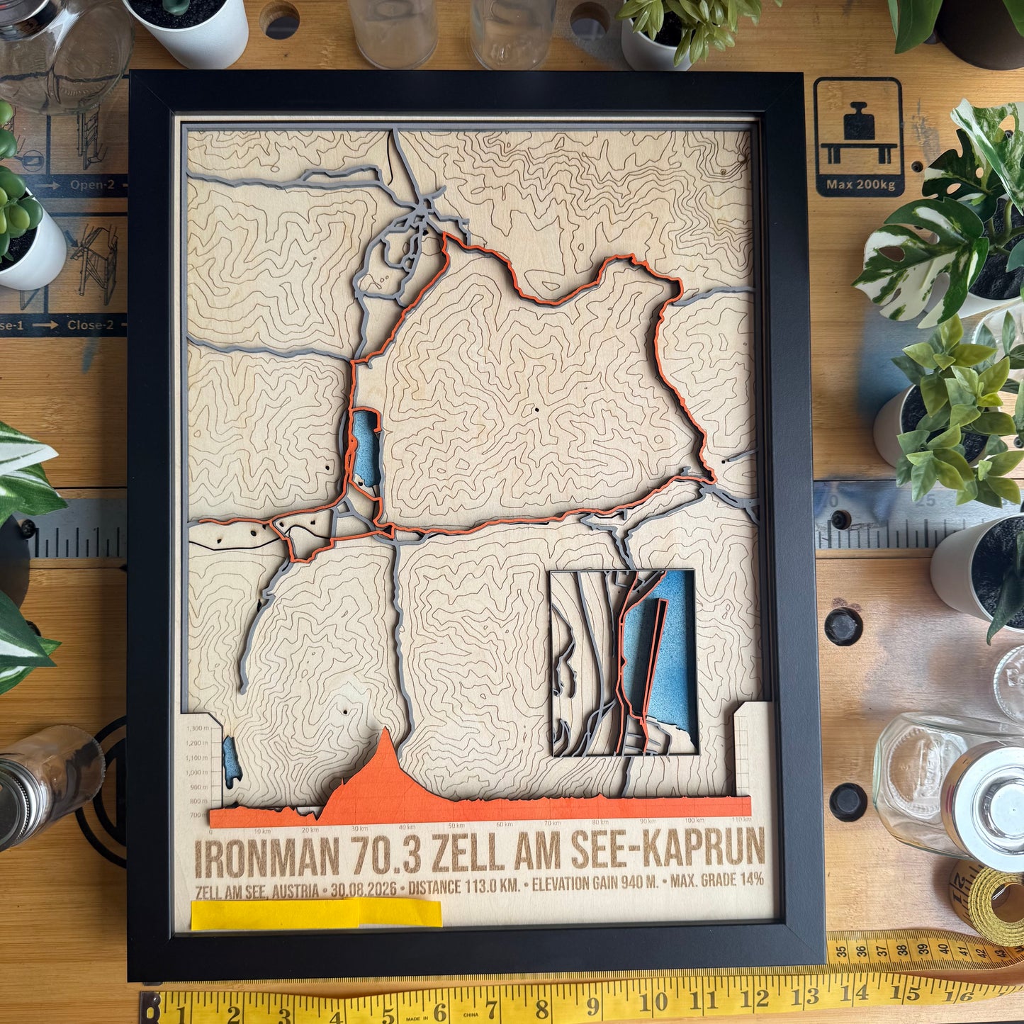 IRONMAN 70.3 Zell am See Custom Wooden Map