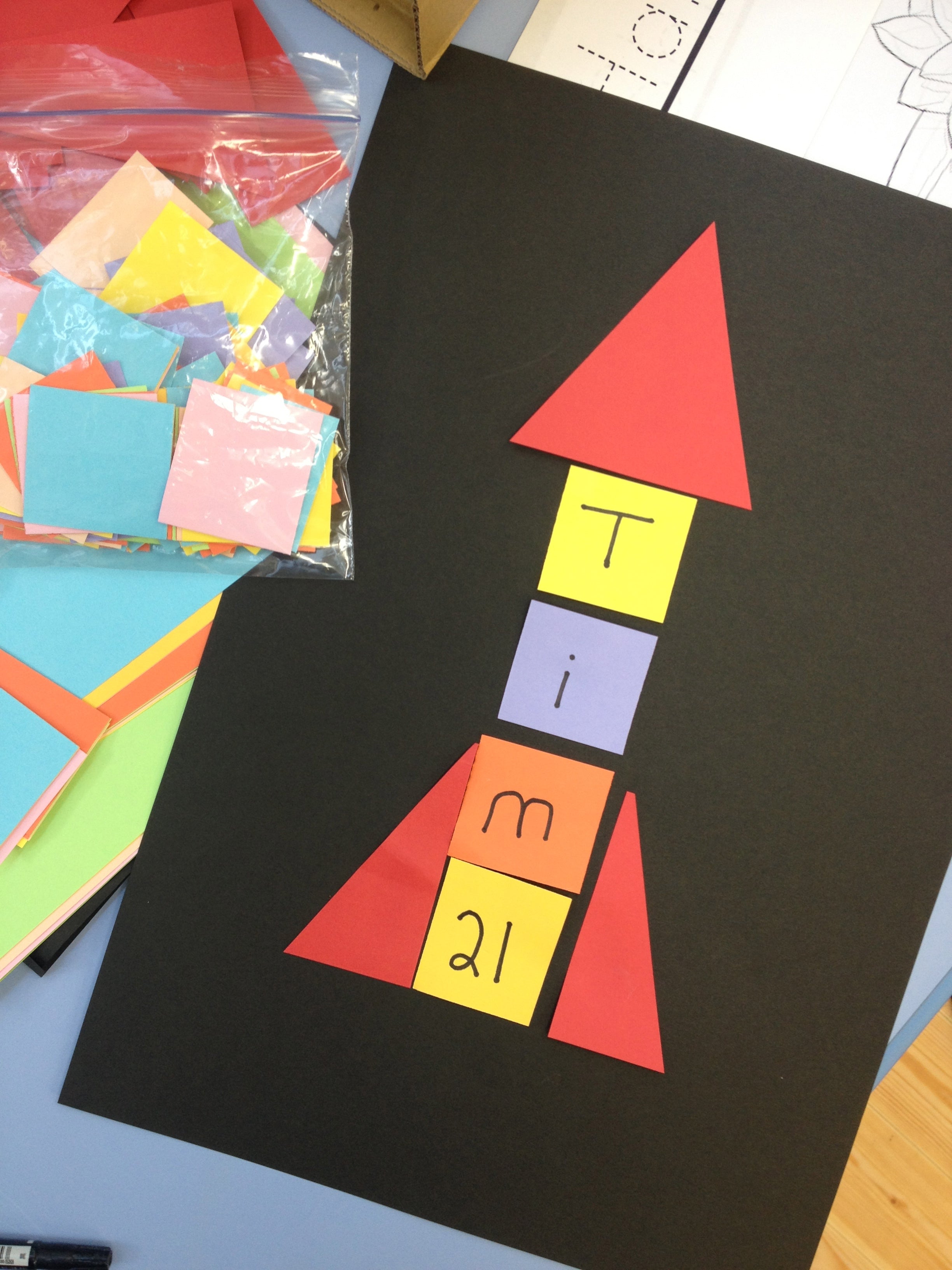 Free Name Tag Rockets. Name Writing, Colors, Shapes Craft – The Magic ...