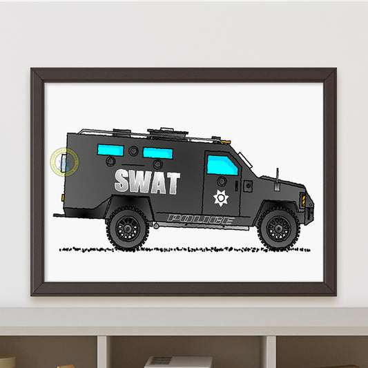 SWAT Truck Print, Police Car Poster