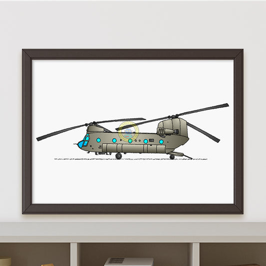 Chinook Helicopter Poster. USAF Military Aircraft Print R088