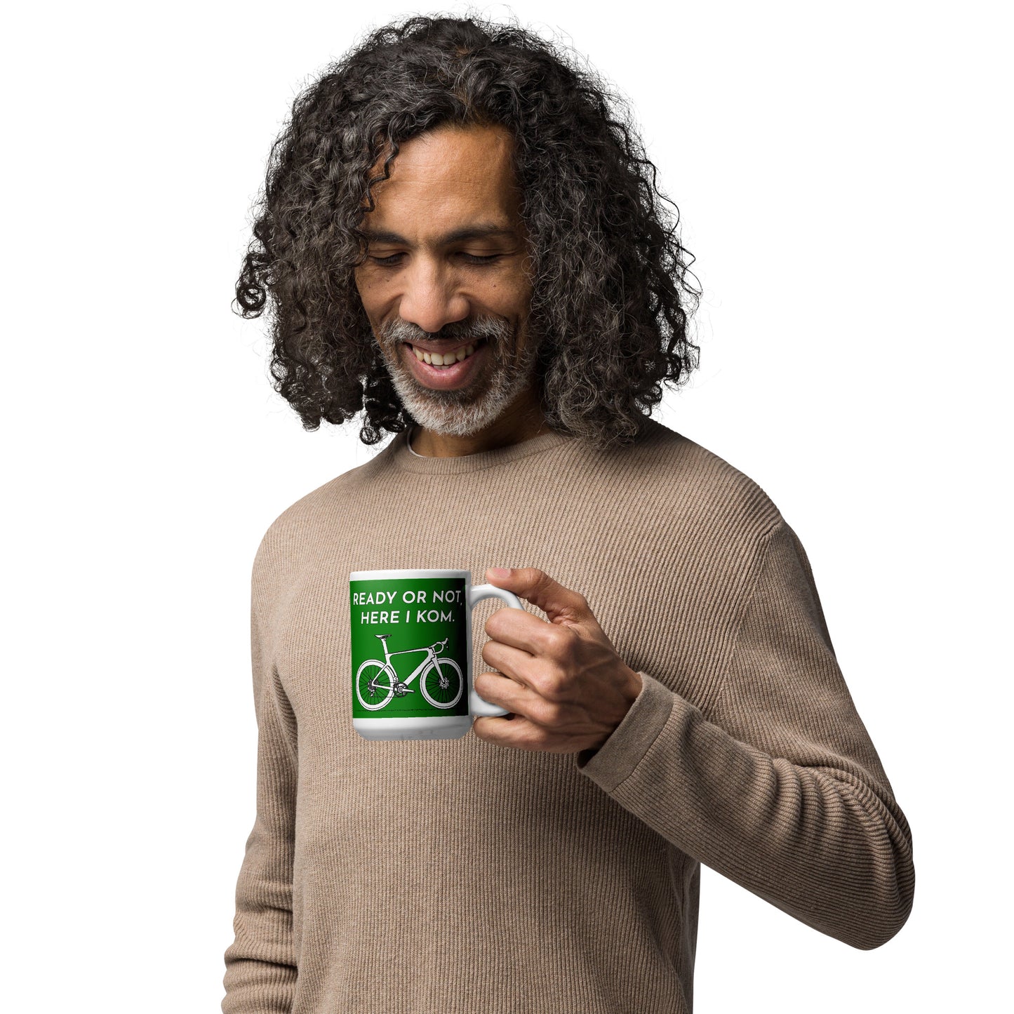 Ready Or Not Here I KOM, Green Road Bike Cyclist Mug