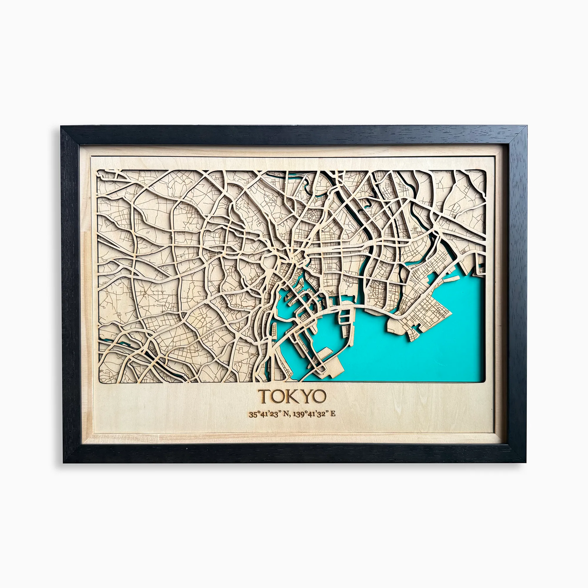 3D Wood City Map TOKYO 東京 Tokyo, Japan 3D city. High angle view of the city map. 3D