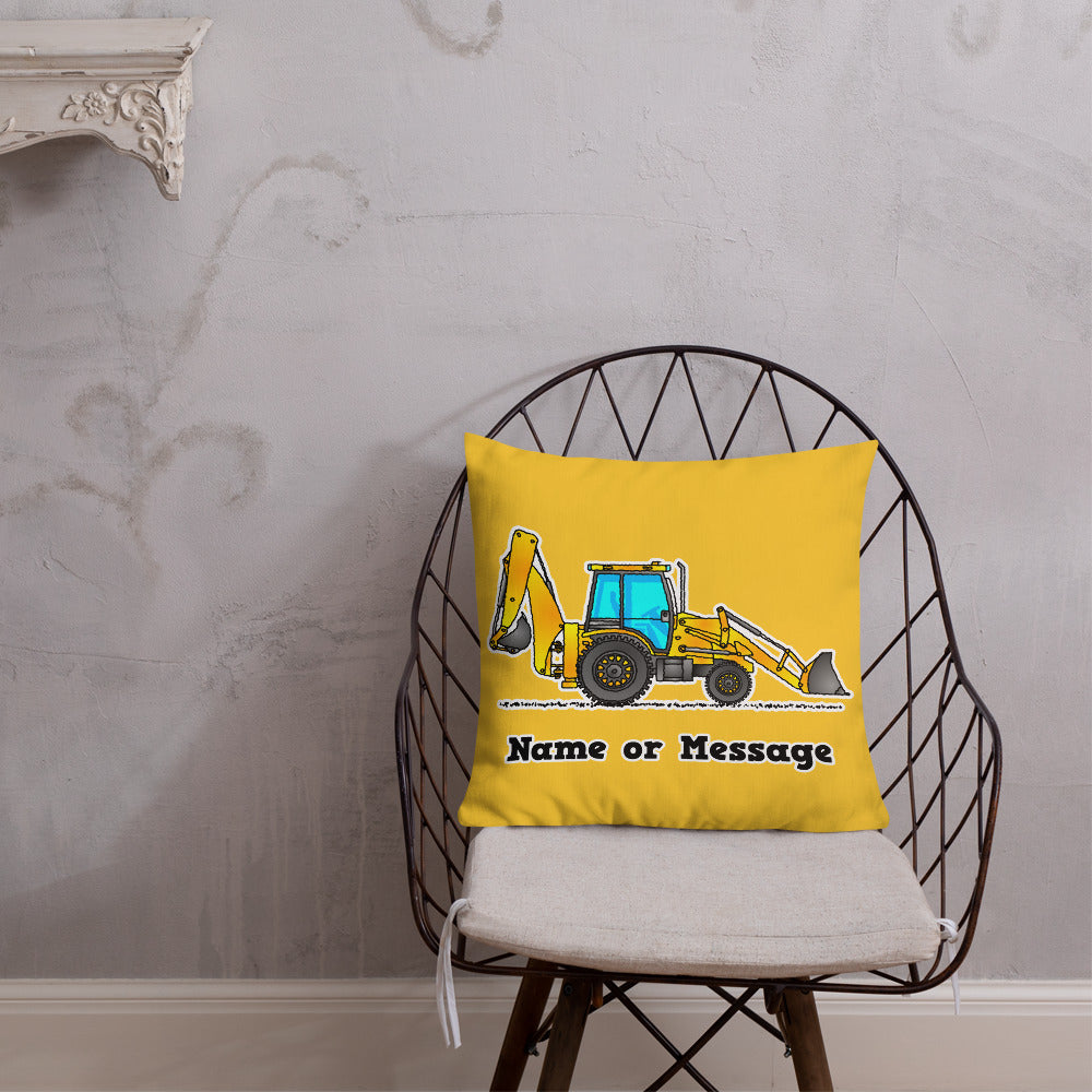 Backhoe Pillow Cushion, Personalized P013