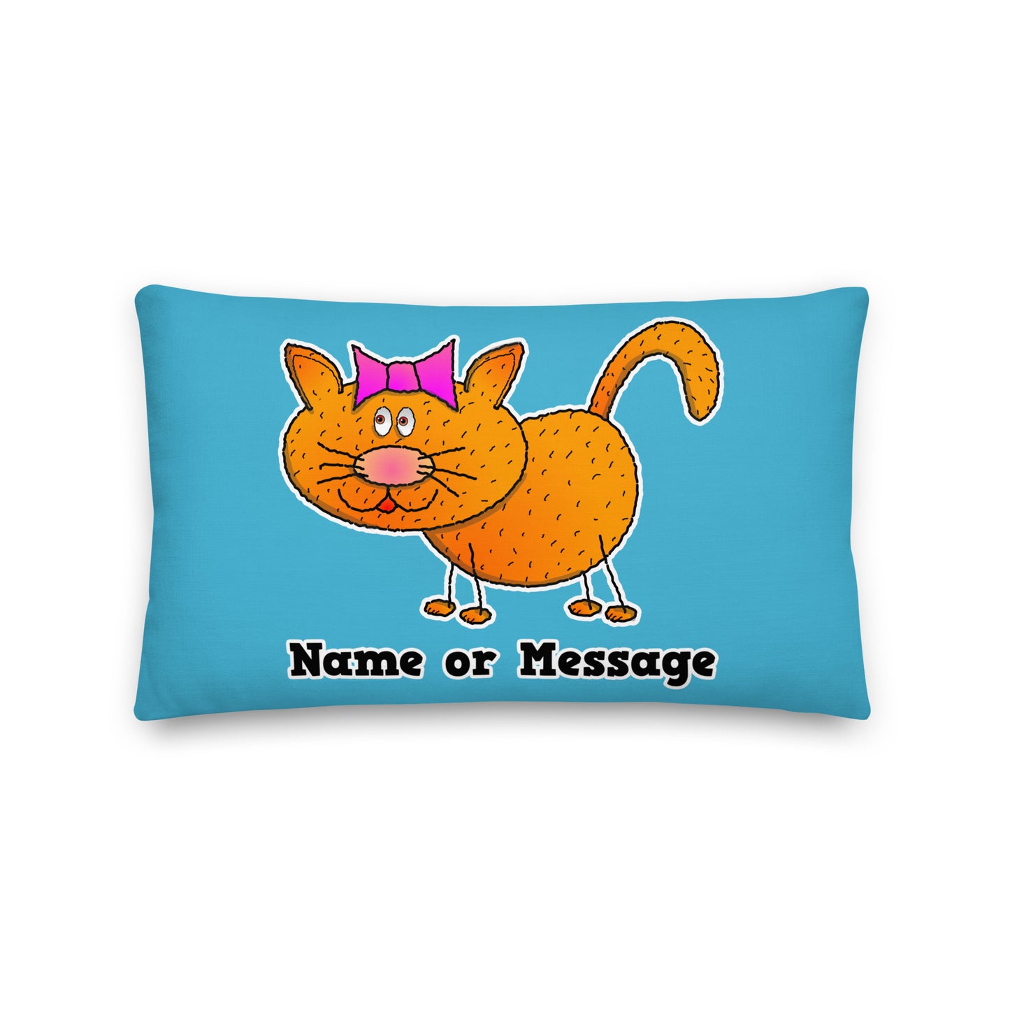 Custom Orange Kitten Pillow for Kids Room. Personalized Cat Cushion P015