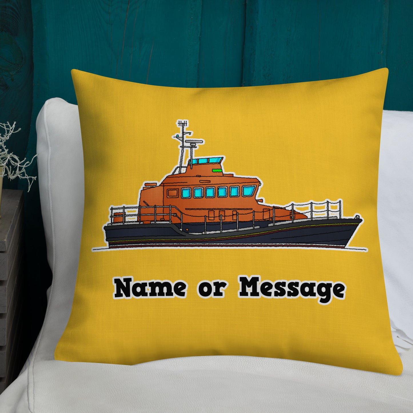 RNLI Lifeboat Pillow Cushion l, Personalized P018