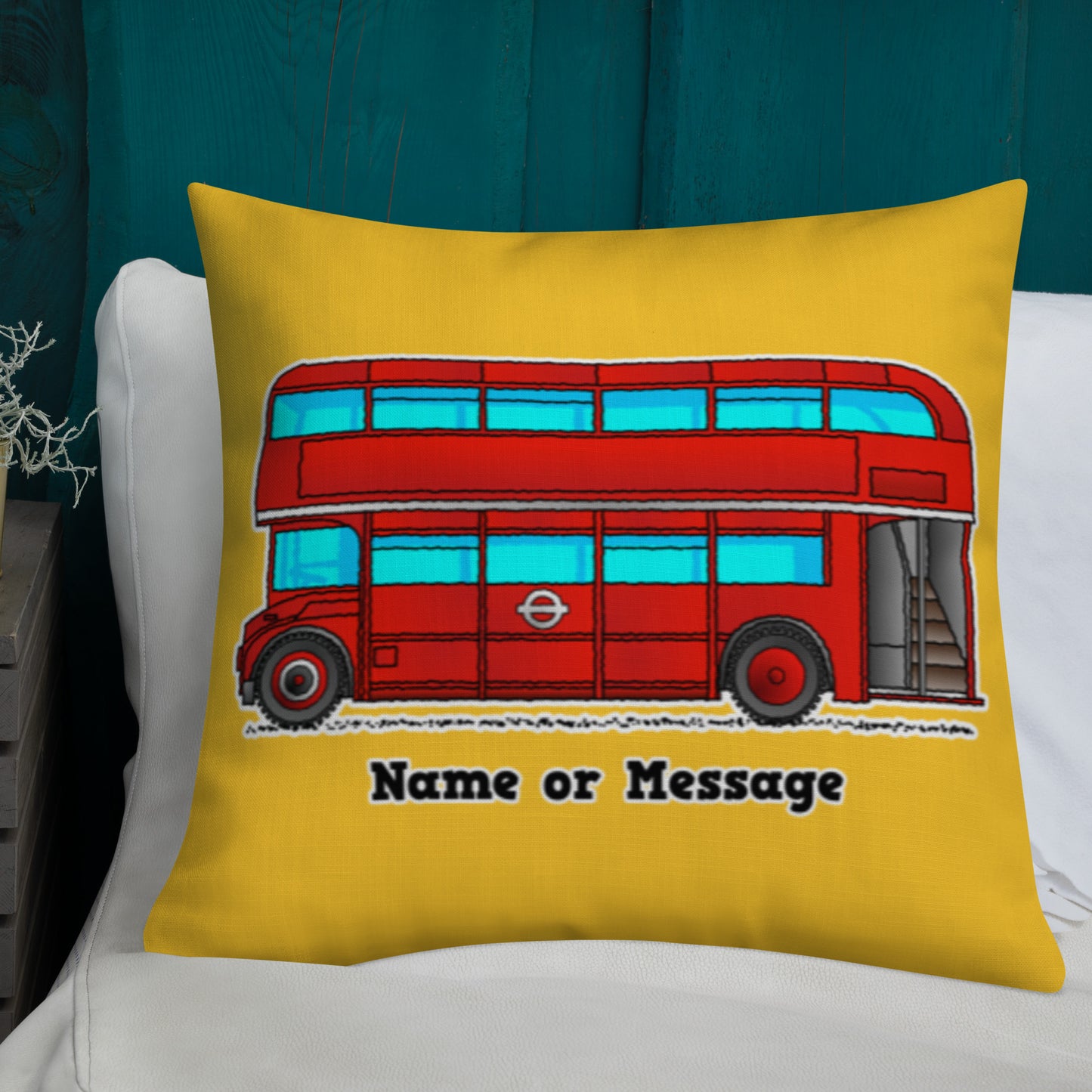 London Bus Pillow Cushion, Personalized P017