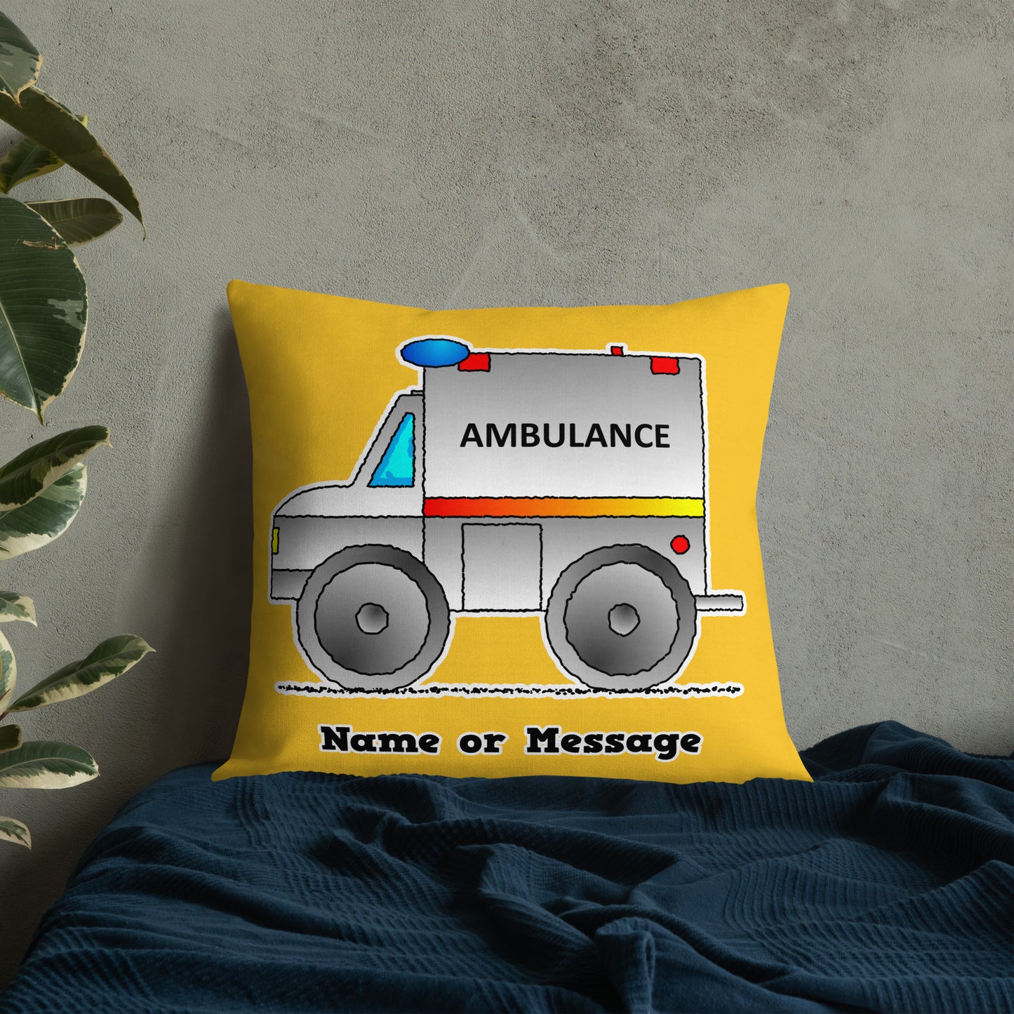 Ambulance Pillow. Custom Cushion Emergency Medical Vehicle Rescue P009