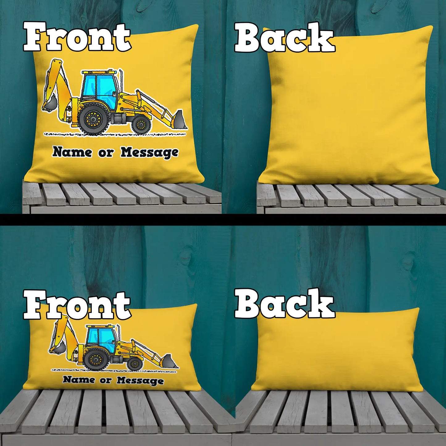 Backhoe Pillow. Rear Actor Cushion. Custom Construction Digger Themed Gift P013