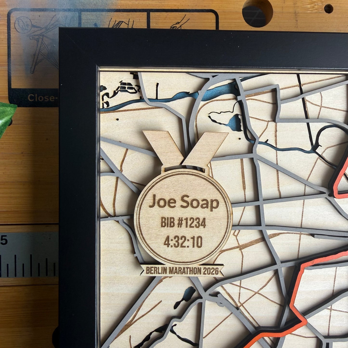 Berlin Marathon Route Map - Layered Wood