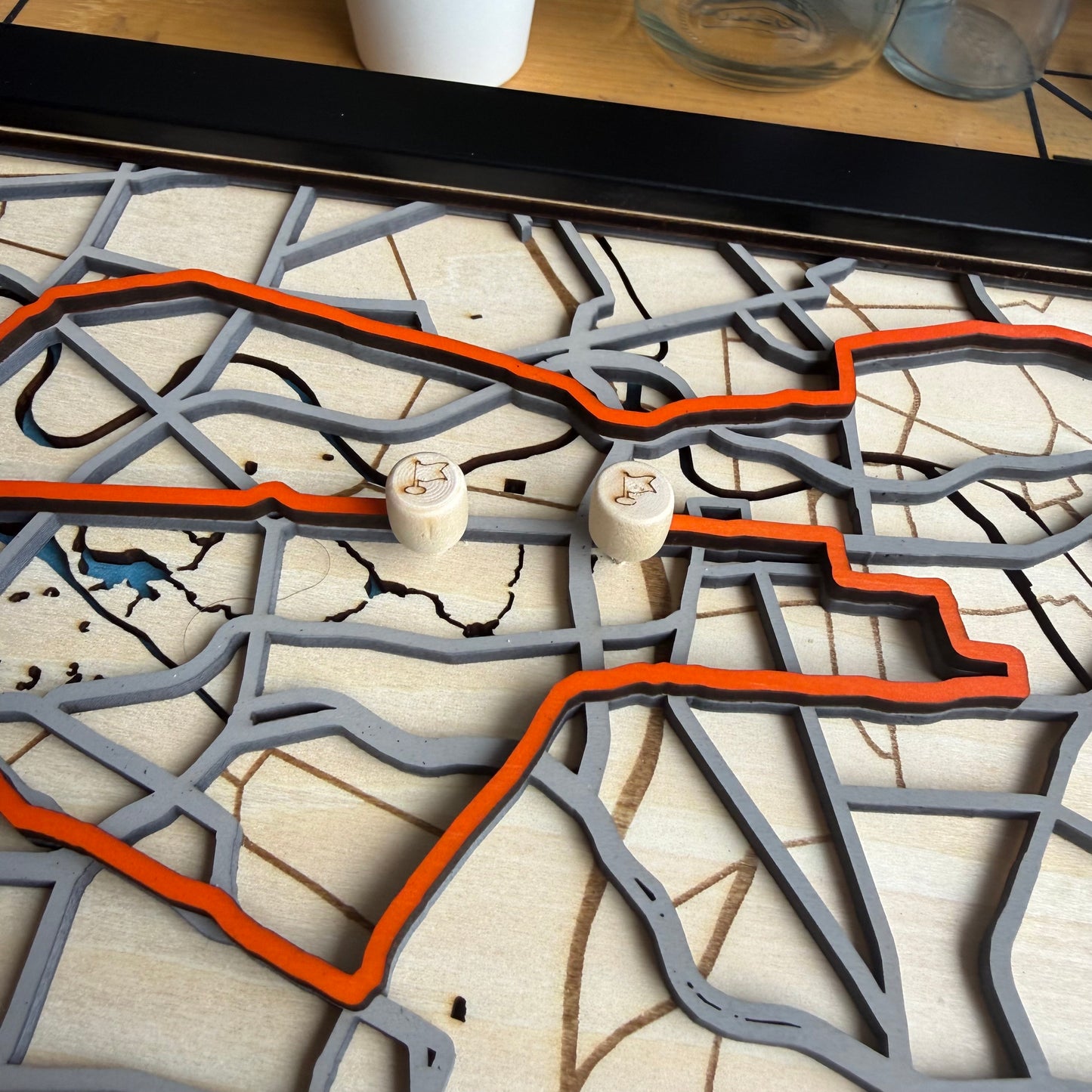 Berlin Marathon Route Map - Layered Wood