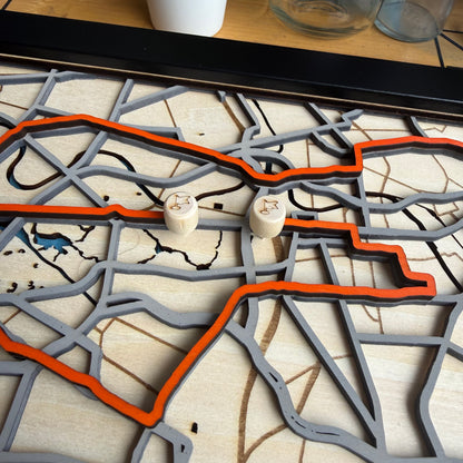 Berlin Marathon Route Map - Layered Wood