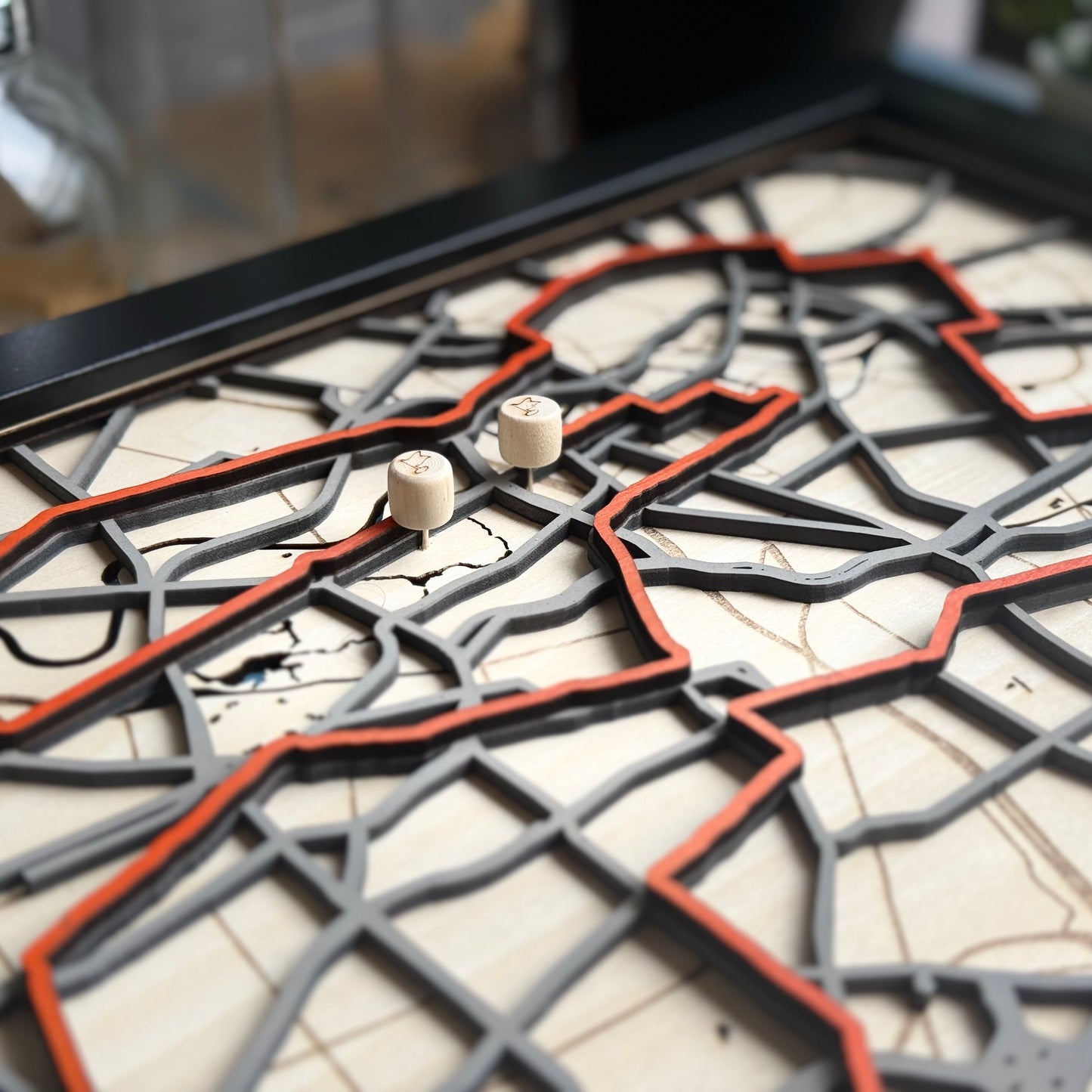 Berlin Marathon Route Map - Layered Wood