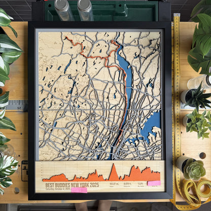 Best Buddies Challenge: New York Route map in Wood