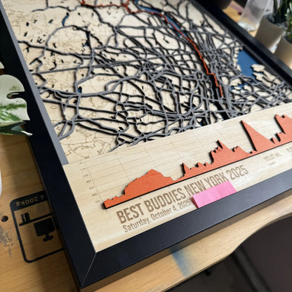 Best Buddies Challenge: New York Route map in Wood