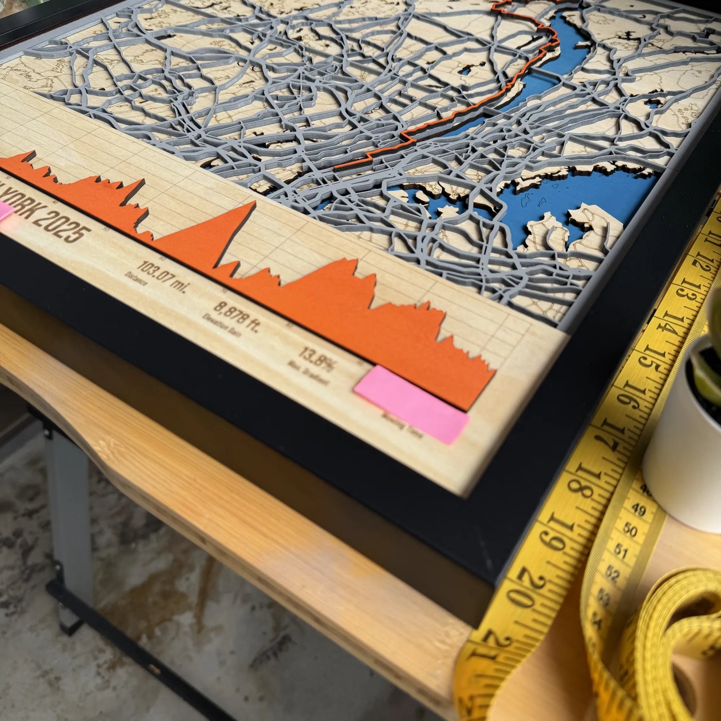 Best Buddies Challenge: New York Route map in Wood