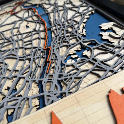 Best Buddies Challenge: New York Route map in Wood