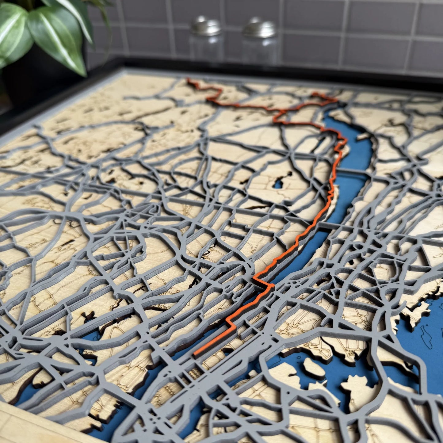 Best Buddies Challenge: New York Route map in Wood