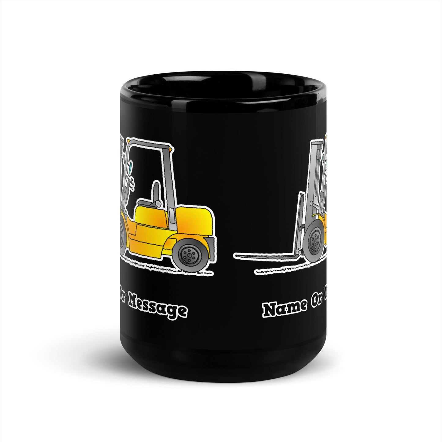 Personalized Forklift Truck Mug, Black Ceramic